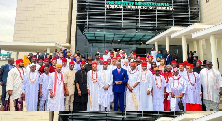 Anioma Monarchs, Olu of Warri’s Representative, Stakeholders Visit  National Assembly on State Creation